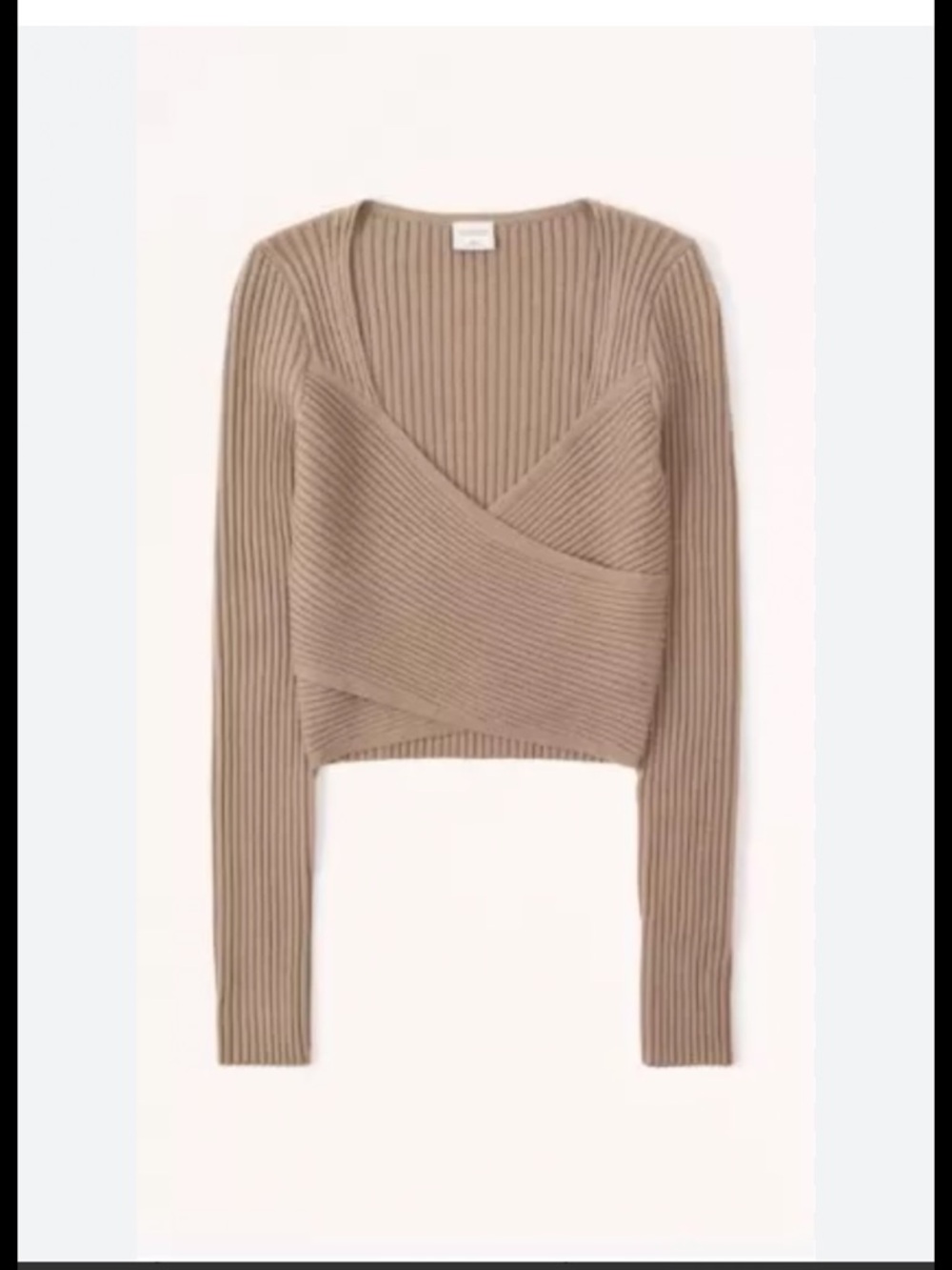Abercrombie & Fitch Ribbed Wrap Crop Top in Brown